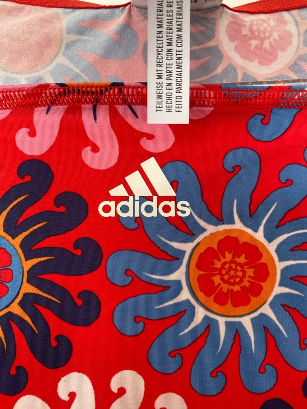 ADIDAS x FARM RIO Women's Red Pink Floral-Print Long Sleeve Crop Top NWT! - Picture 6 of 8